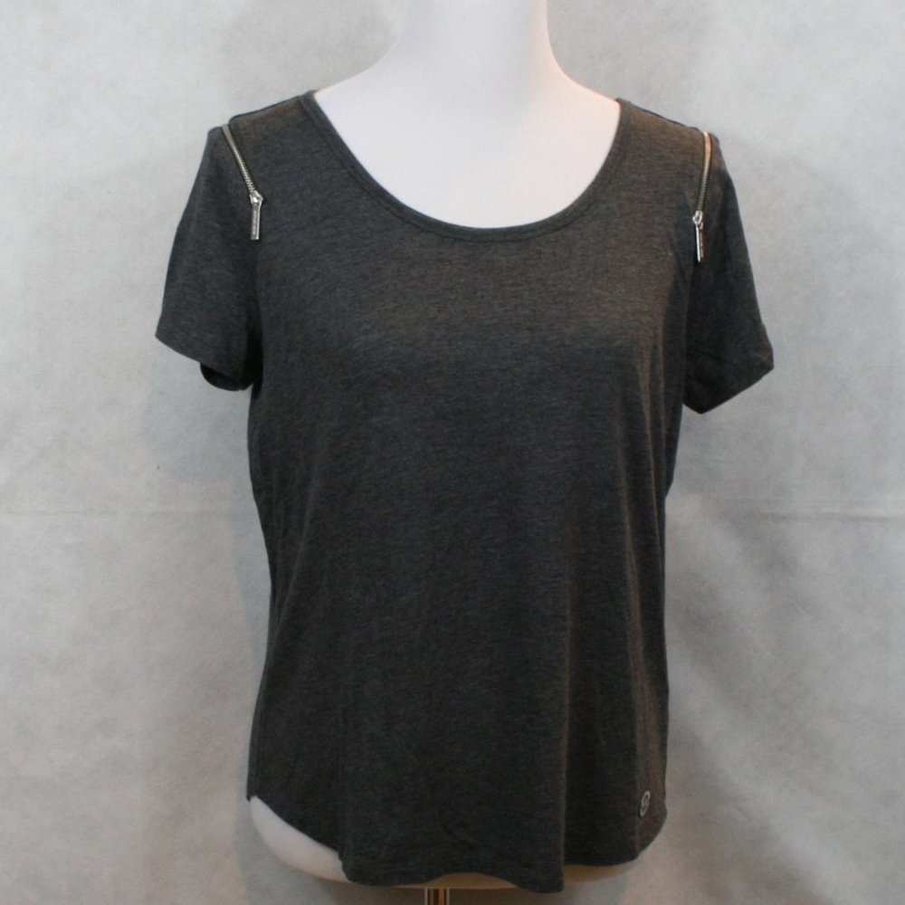 Michael Kors Gray Cotton/Modal Blend Blouse w/ Optional Cold Shoulder SZ M EUC